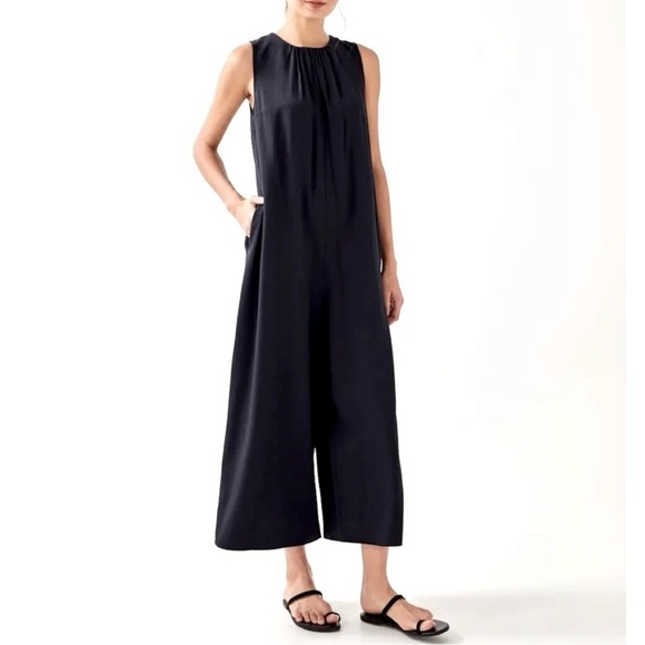 Love Bonito Pants - Love Bonito Navy Wide Leg Sleeveless Relaxed Jumpsuit Womens Size US 6